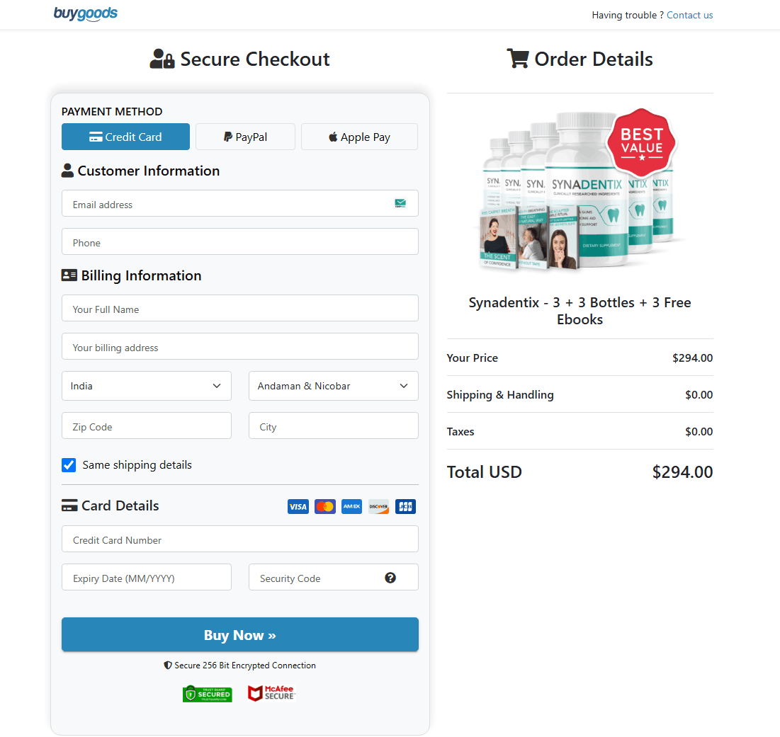 Synadentix Order Page